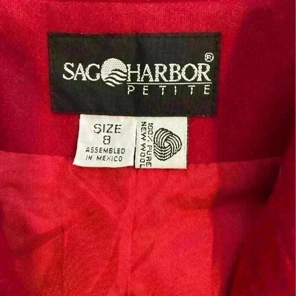 Vintage Sag Harbor 100% Wool Blazer Size 8P Red Career Interview Classic Work - Picture 6 of 10